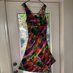 Jams World Sleeveless Knee Length Tank Dress, V-Back EUC